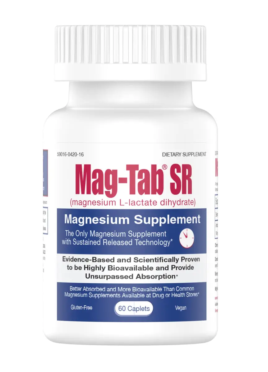 MAG-TAB SR Extended Release Magnesium Lactate 60 Count | Supports Sleep & Muscle Health - main product image