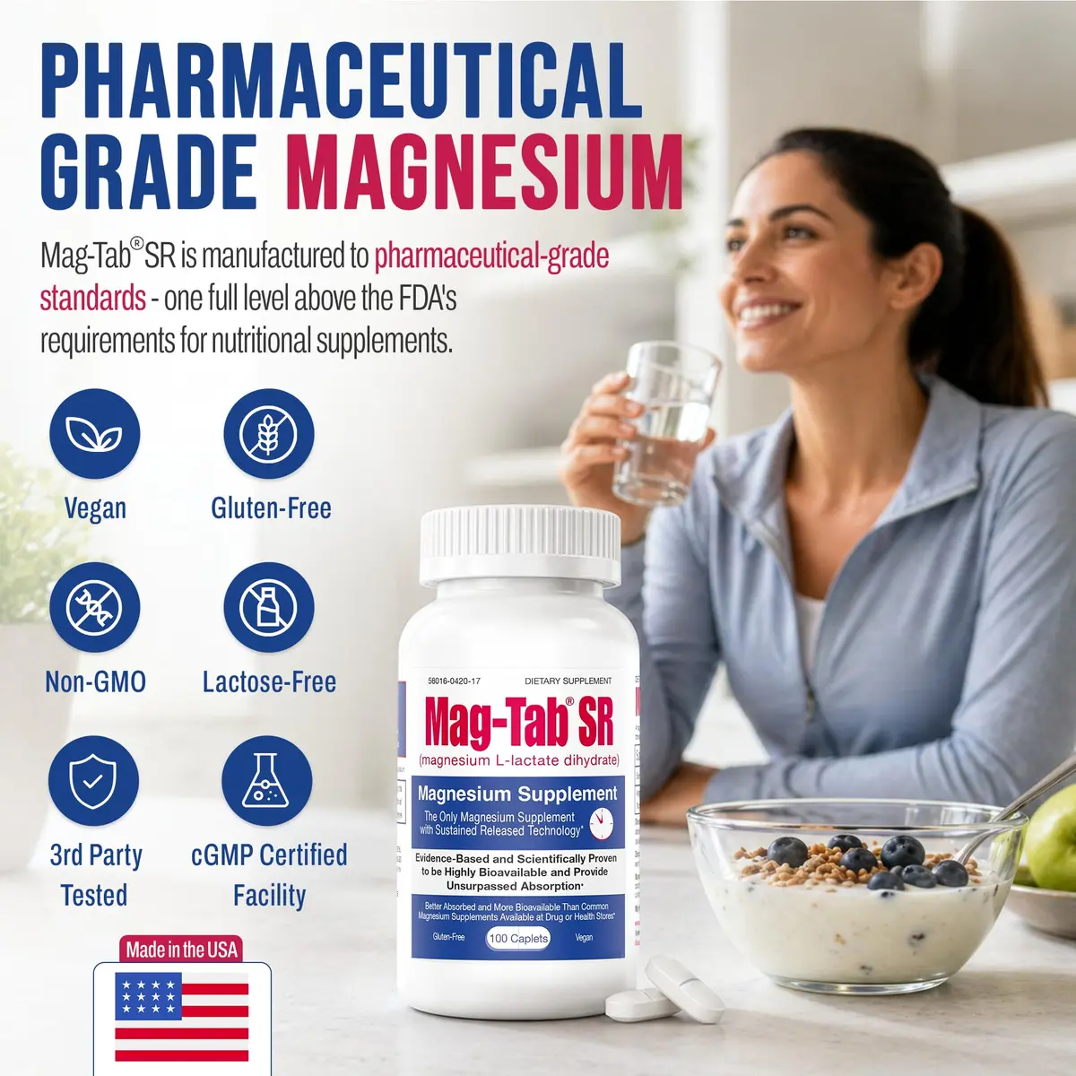 MAG-TAB SR Extended Release Magnesium Lactate 60 Count | Supports Sleep & Muscle Health - view 8