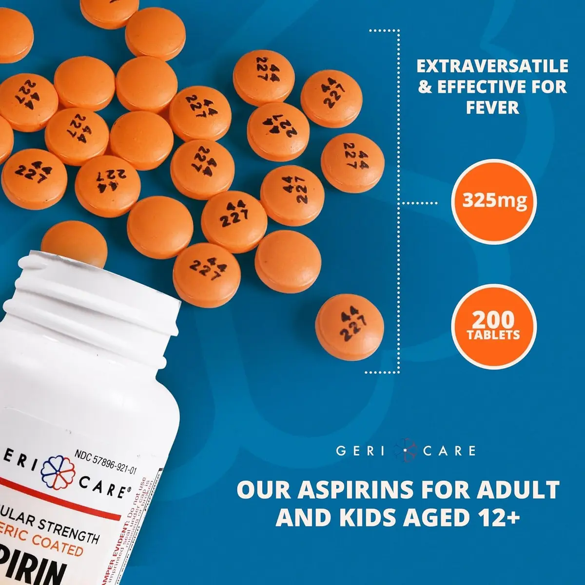 GeriCare Aspirin Tablets 325mg | Enteric Coated Pain & Fever Relief for Adults - view 6