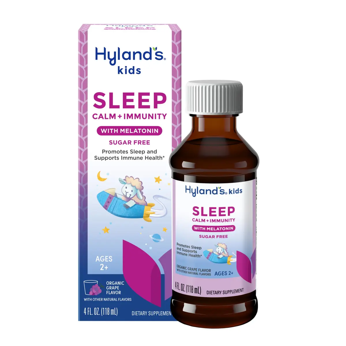 Hyland's Kids Melatonin Sleep + Immune Support, Sugar-Free, 4oz | Supports Sleep & Immunity for Ages 2+ - main product image