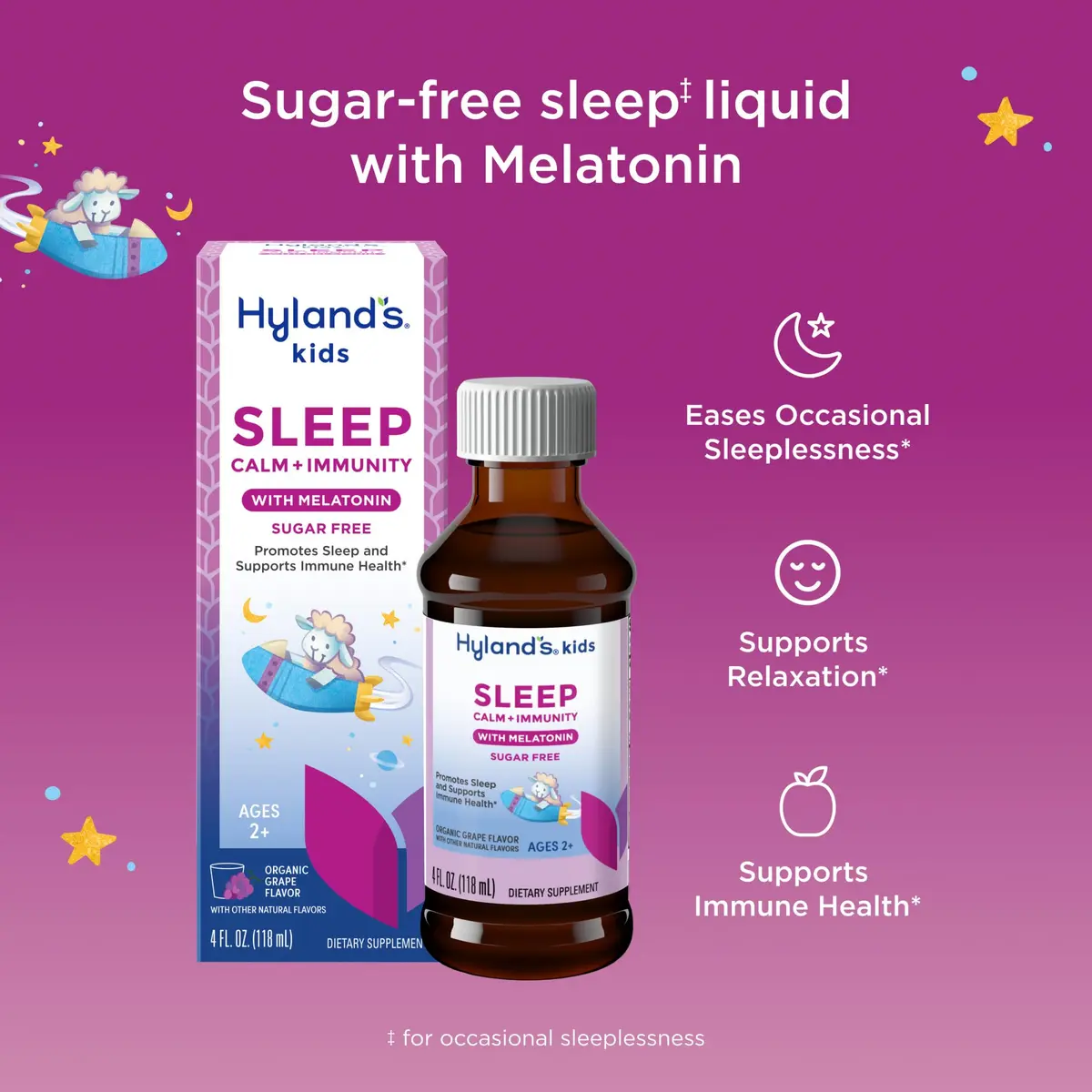 Hyland's Kids Melatonin Sleep + Immune Support, Sugar-Free, 4oz | Supports Sleep & Immunity for Ages 2+ - view 2