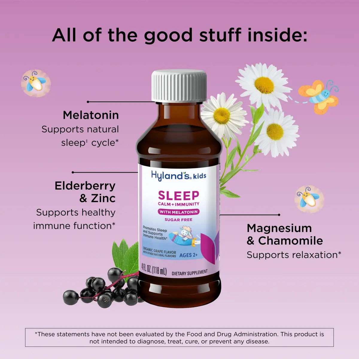 Hyland's Kids Melatonin Sleep + Immune Support, Sugar-Free, 4oz | Supports Sleep & Immunity for Ages 2+ - view 3