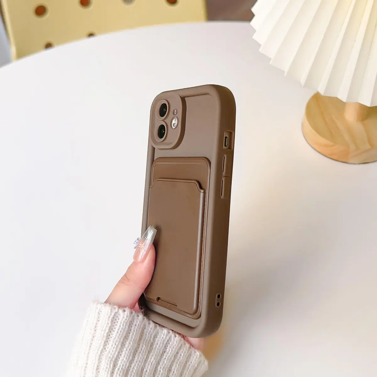 Lovmooful for iPhone 12 Case Brown | Stylish Card Holder & Medium Protection - view 5