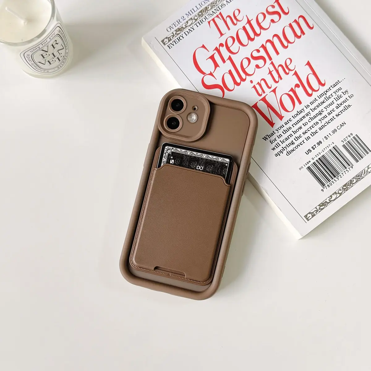 Lovmooful for iPhone 12 Case Brown | Stylish Card Holder & Medium Protection - view 2