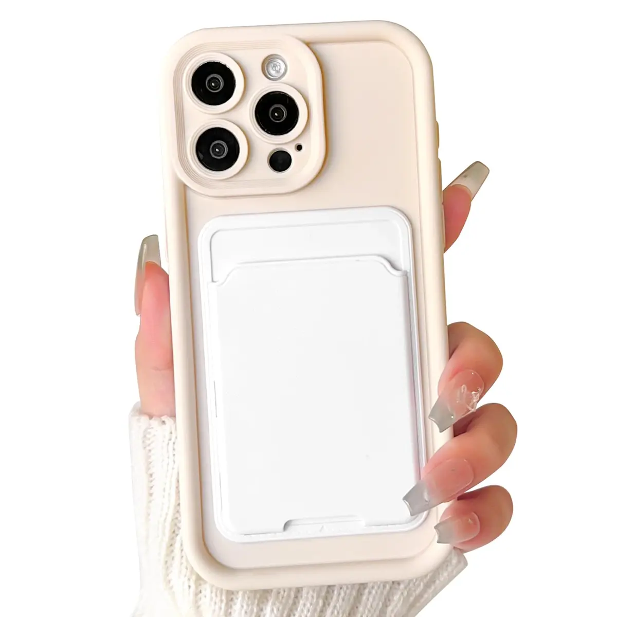 Lovmooful for iPhone 12 Pro Max Case White | Stylish Card Holder & Medium Protection - main product image