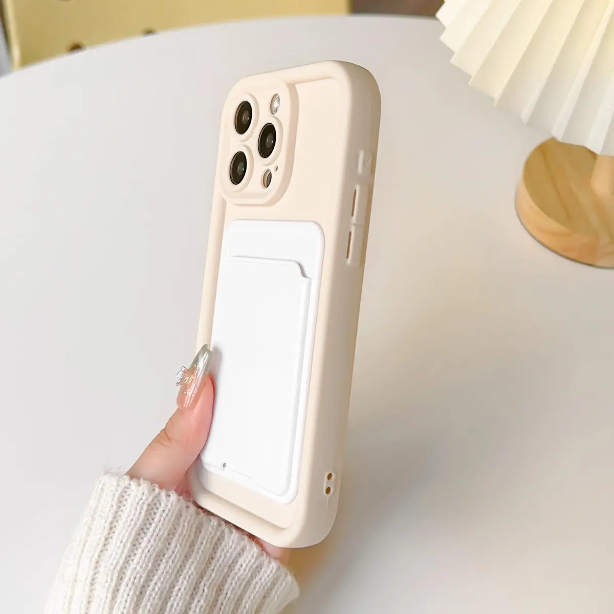 Lovmooful for iPhone 12 Pro Max Case White | Stylish Card Holder & Medium Protection - view 5