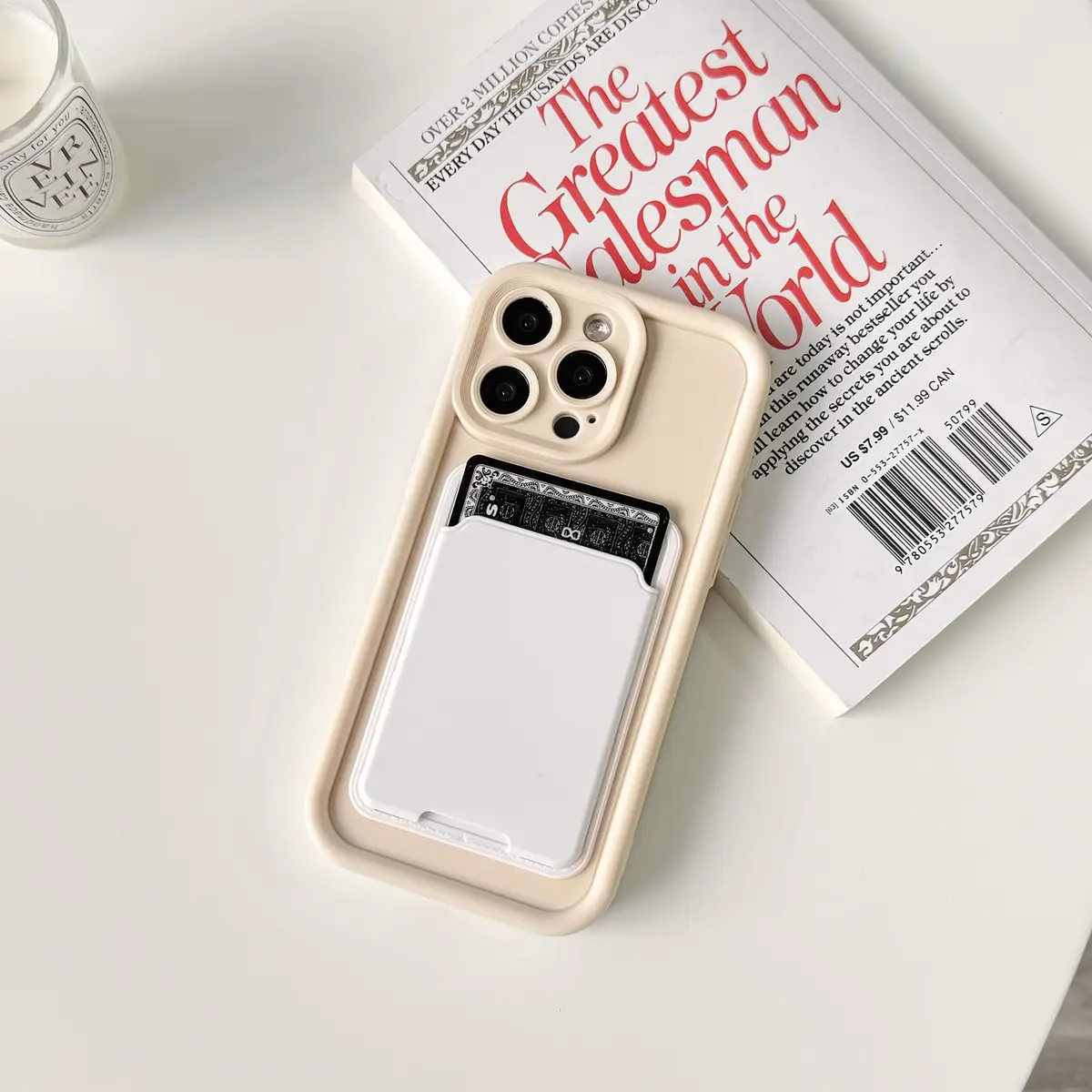 Lovmooful for iPhone 12 Pro Max Case White | Stylish Card Holder & Medium Protection - view 2