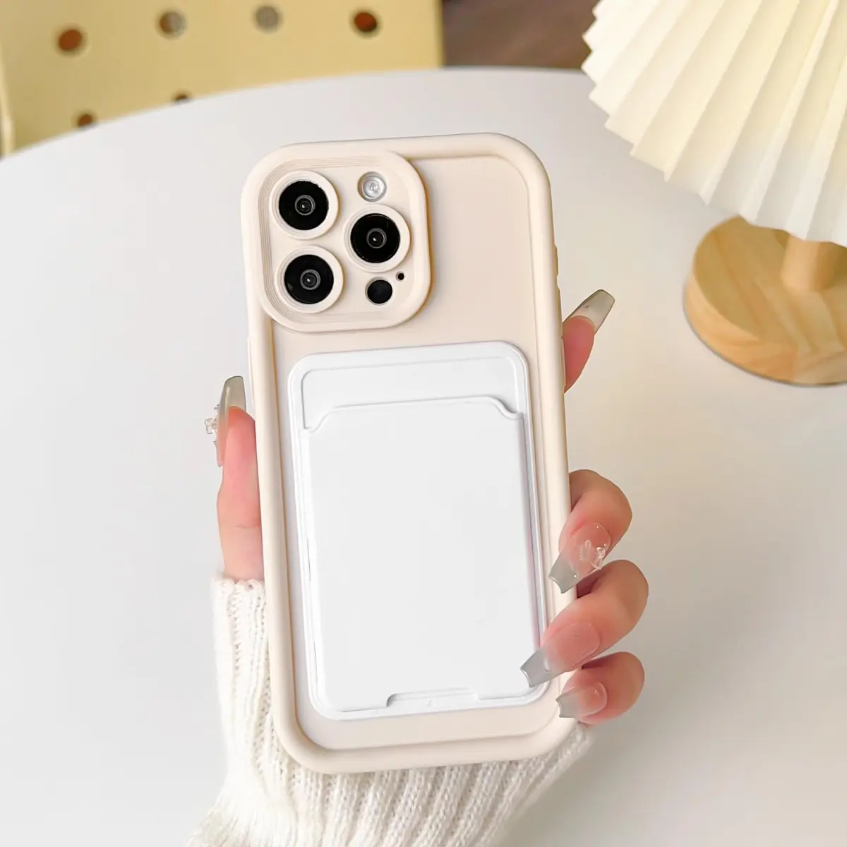Lovmooful for iPhone 12 Pro Max Case White | Stylish Card Holder & Medium Protection - view 3