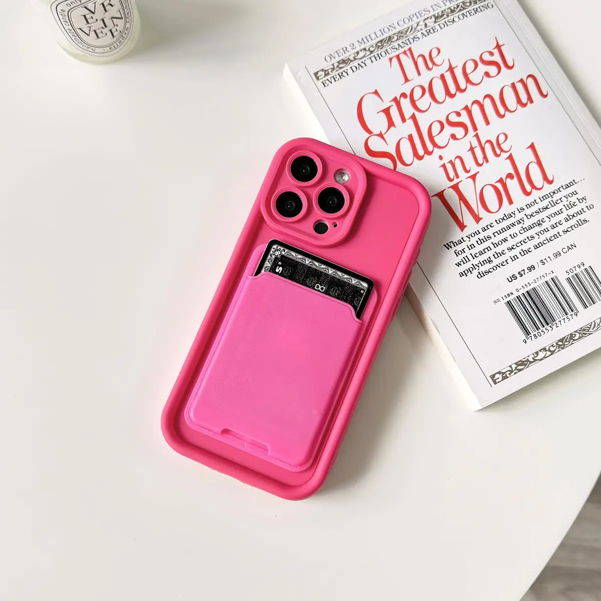 Lovmooful for iPhone 15 Pro Case Cute Color Card Holder-Hot Pink | Slim, Stylish & Practical - view 2