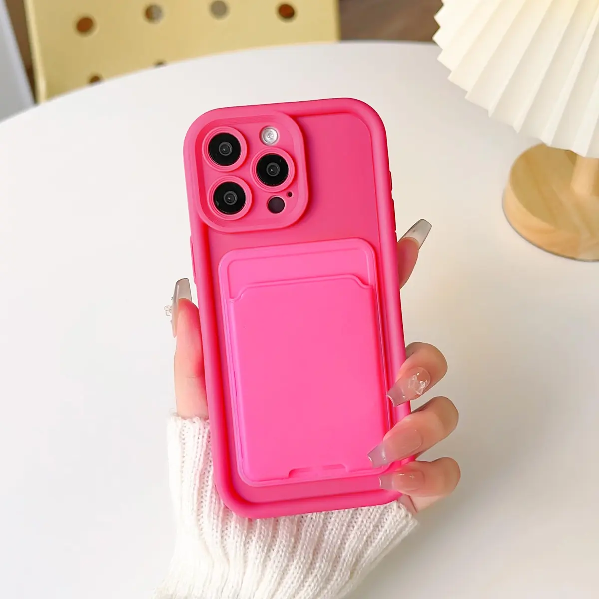Lovmooful for iPhone 15 Pro Case Cute Color Card Holder-Hot Pink | Slim, Stylish & Practical - view 3