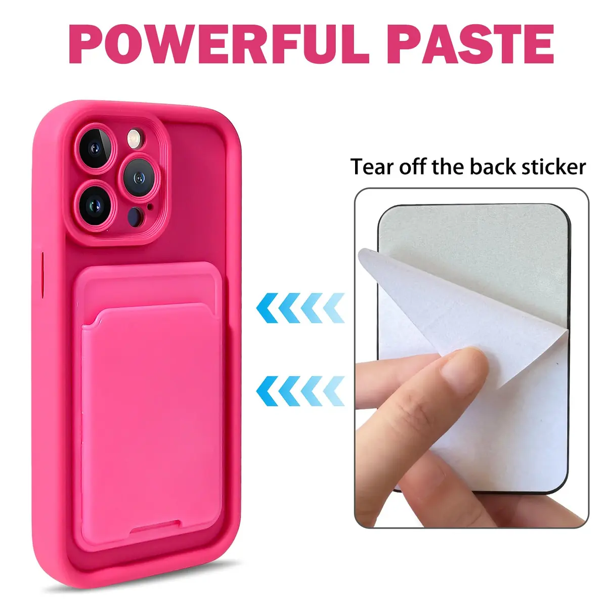Lovmooful for iPhone 15 Pro Case Cute Color Card Holder-Hot Pink | Slim, Stylish & Practical - view 4