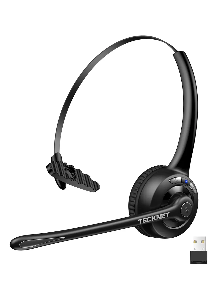 TECKNET Wireless Headset with Noise Cancelling Mic & USB Dongle | 20-Hour Battery Life - main product image
