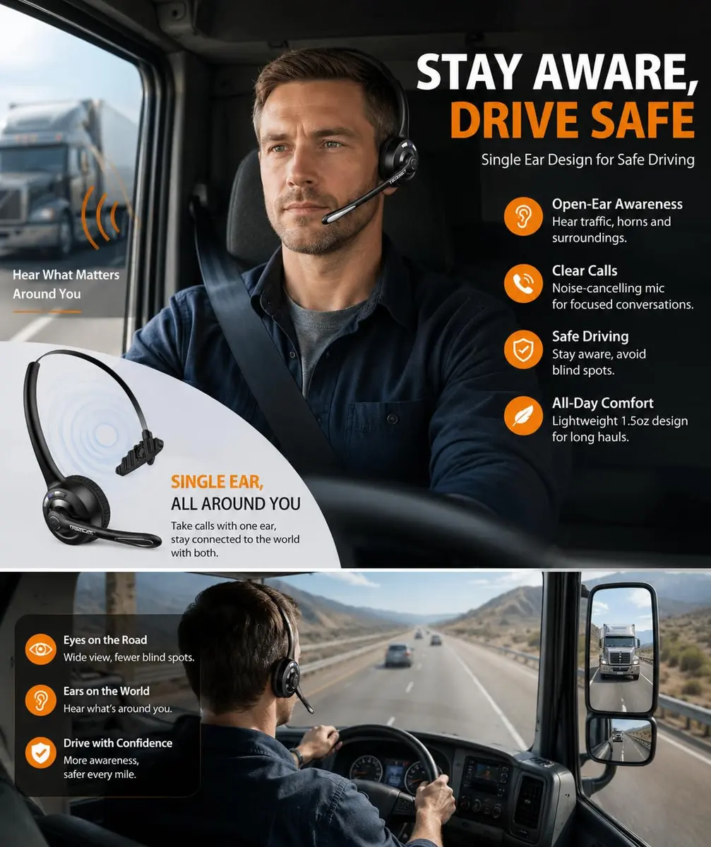 TECKNET Wireless Headset with Noise Cancelling Mic & USB Dongle | 20-Hour Battery Life - view 7