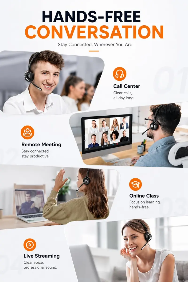TECKNET Wireless Headset with Noise Cancelling Mic & USB Dongle | 20-Hour Battery Life - view 8
