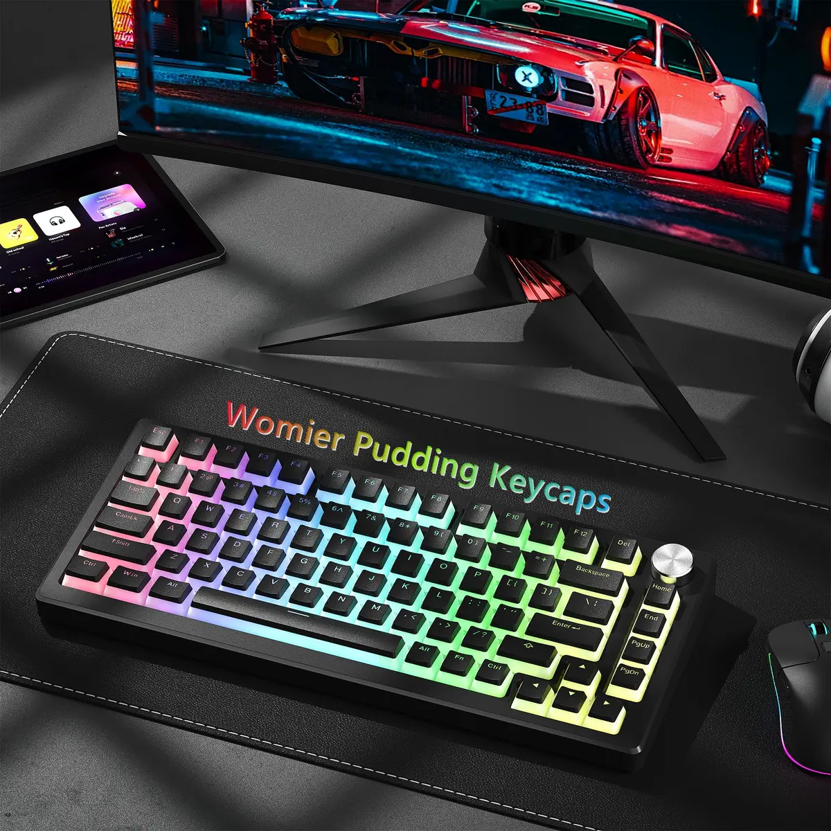 Womier Pudding Keycaps, Black PBT Shine Through Keycaps | Custom OEM Profile for MX Switches - view 6