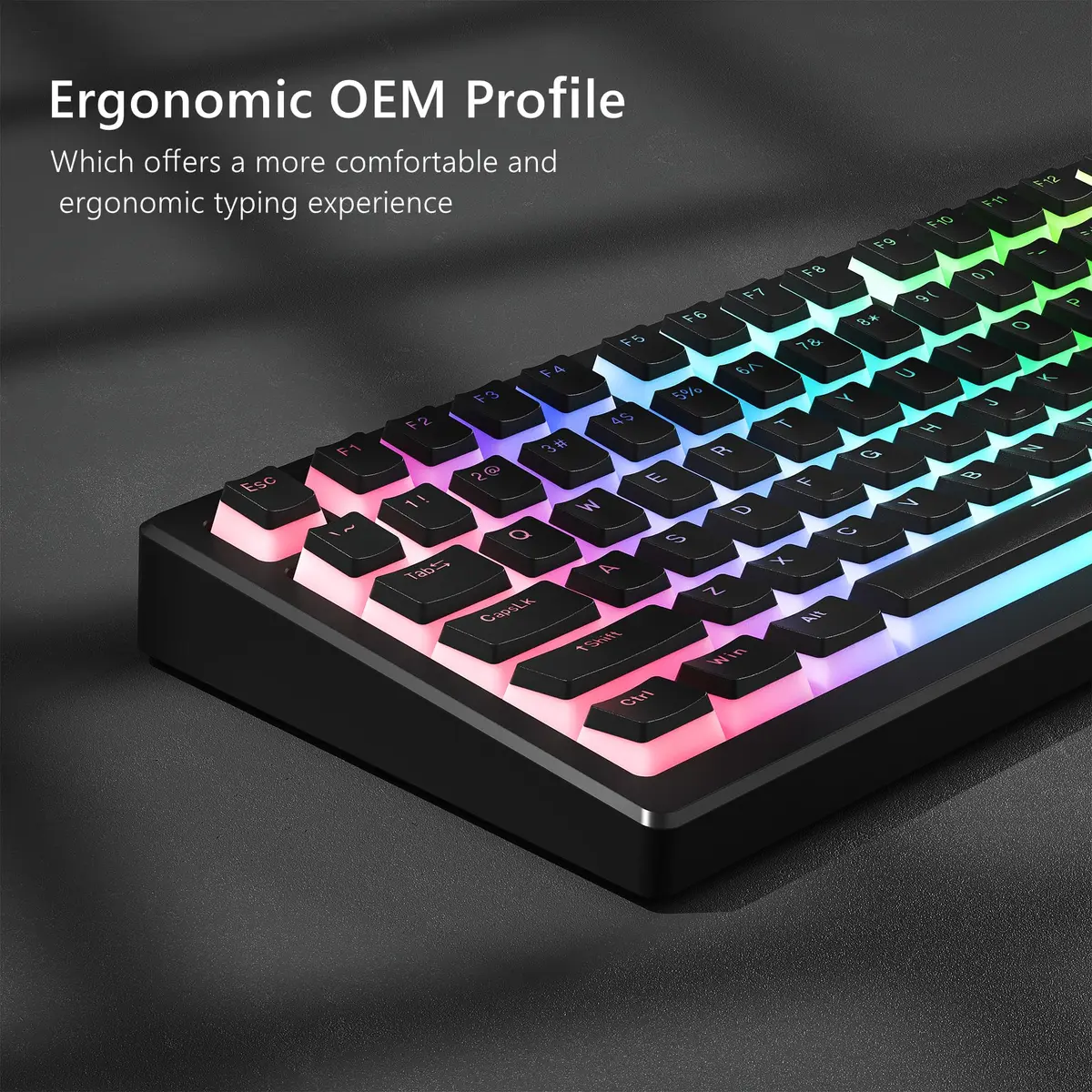 Womier Pudding Keycaps, Black PBT Shine Through Keycaps | Custom OEM Profile for MX Switches - view 3