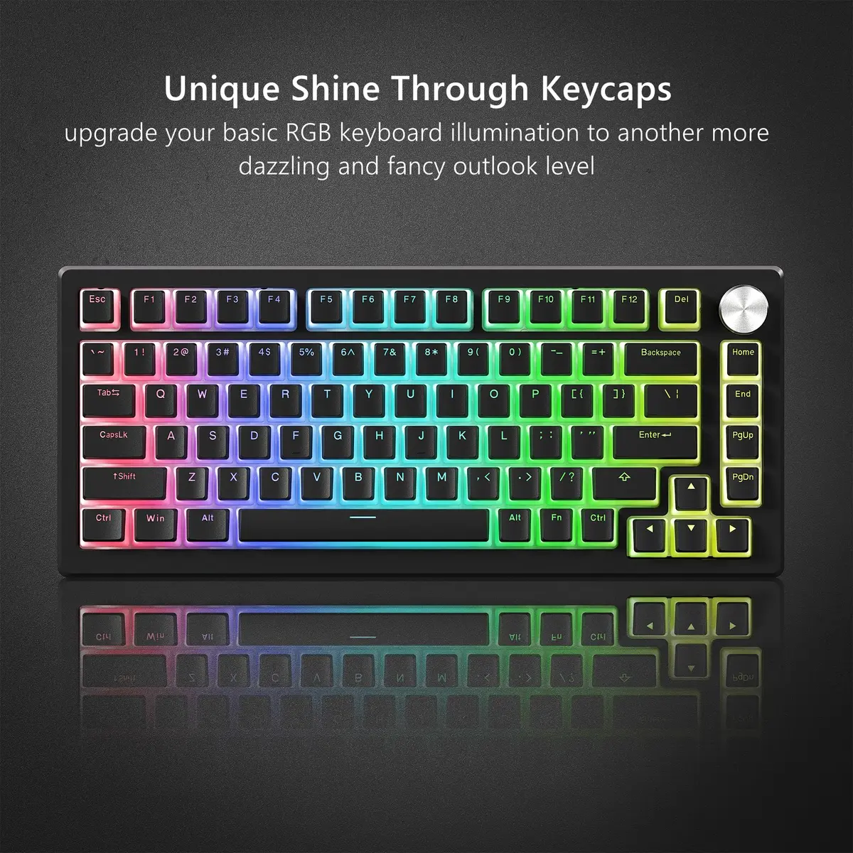 Womier Pudding Keycaps, Black PBT Shine Through Keycaps | Custom OEM Profile for MX Switches - view 4