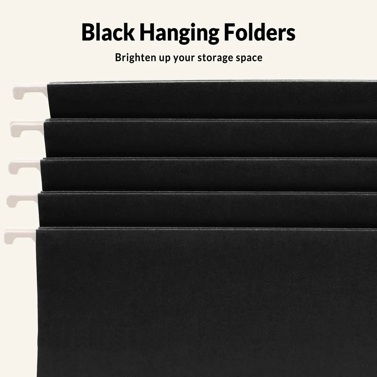 SUNEE Legal Size Hanging File Folders 25 Pack | Durable, Black, 1/5-Cut Tabs for Office & Home - view 5
