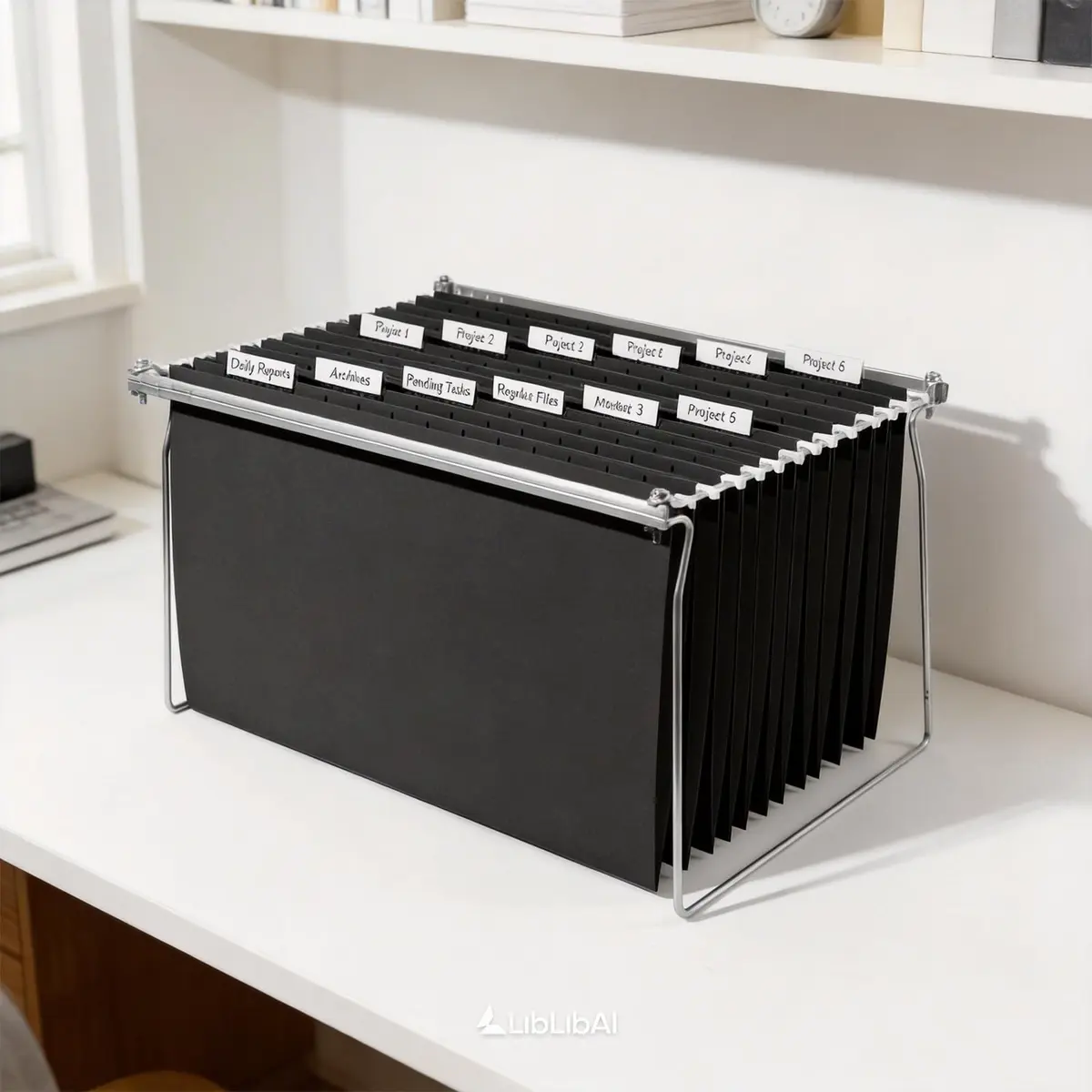 SUNEE Legal Size Hanging File Folders 25 Pack | Durable, Black, 1/5-Cut Tabs for Office & Home - view 7