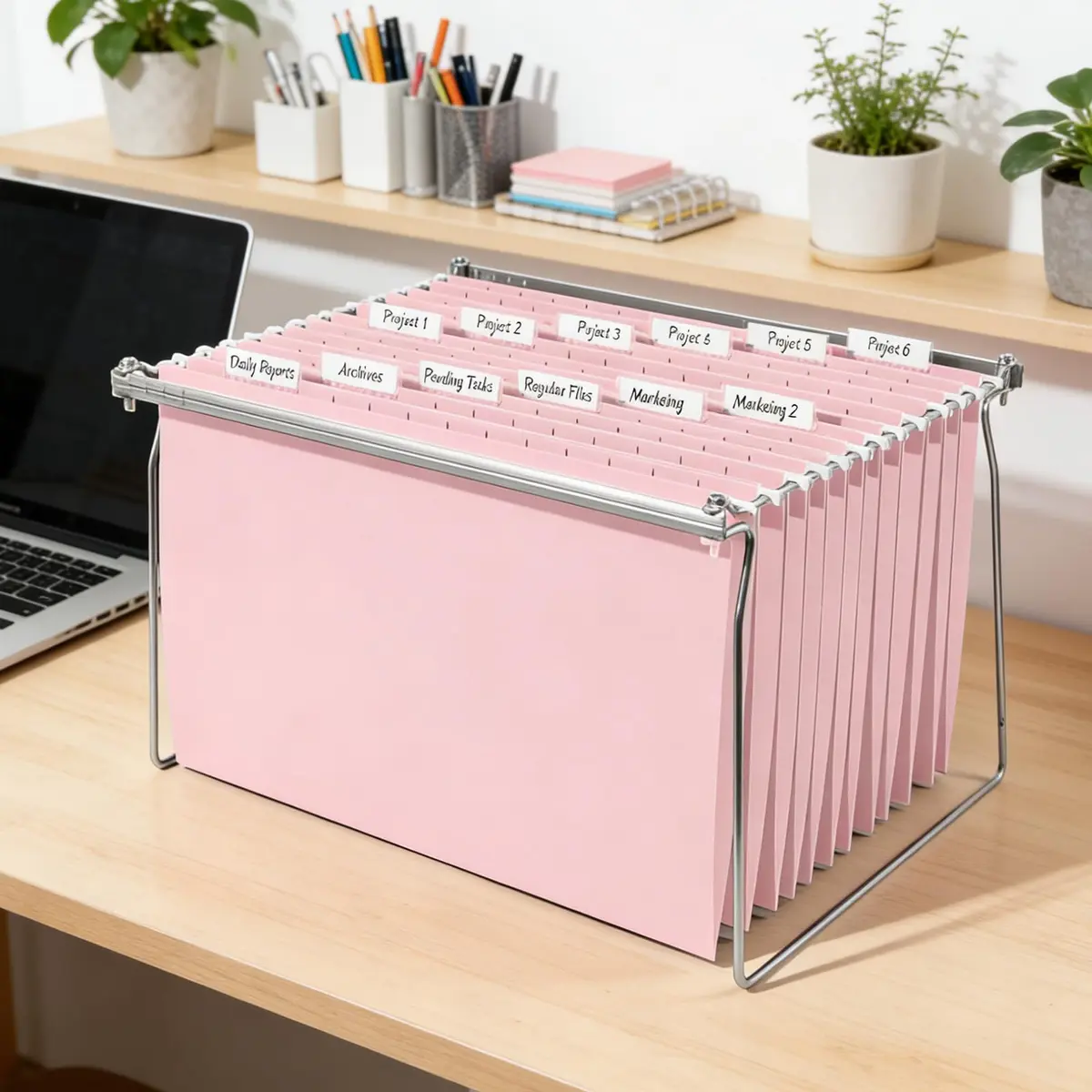 SUNEE Legal Size Hanging File Folders 9.2"x14.8" Pink 25 Pack 1/5-Cut Tabs | Stay Organized for Home and Office - view 7