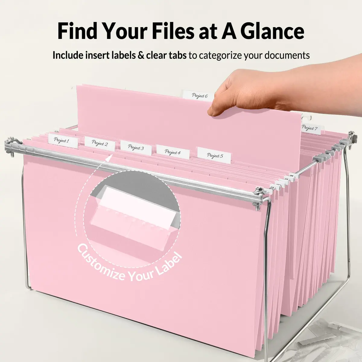 SUNEE Legal Size Hanging File Folders 9.2"x14.8" Pink 25 Pack 1/5-Cut Tabs | Stay Organized for Home and Office - view 3