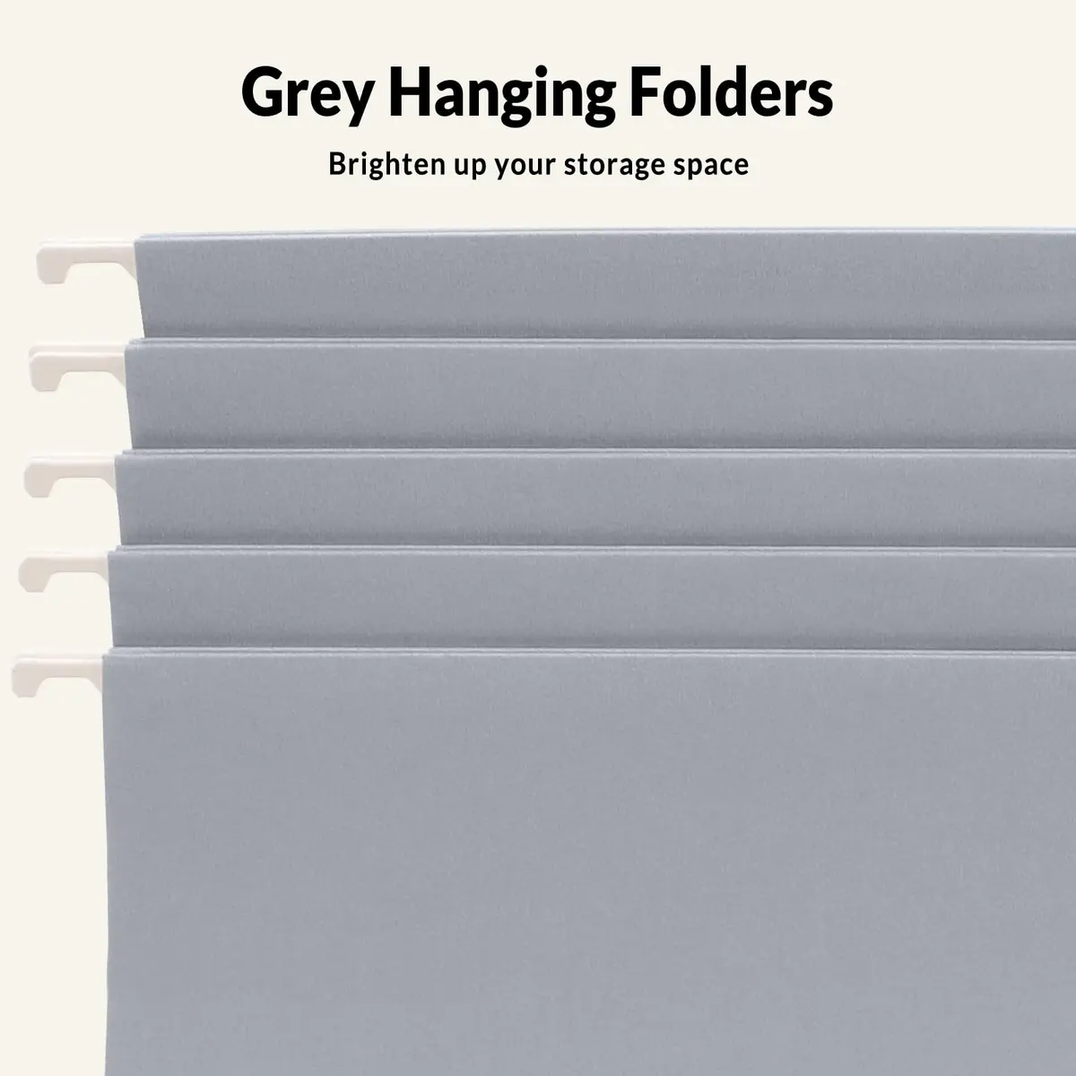 SUNEE Legal Size Hanging File Folders (9.2"x14.8") | 25 Pack, Gray, 1/5-Cut Tabs, Durable Office & Home Organization - view 5