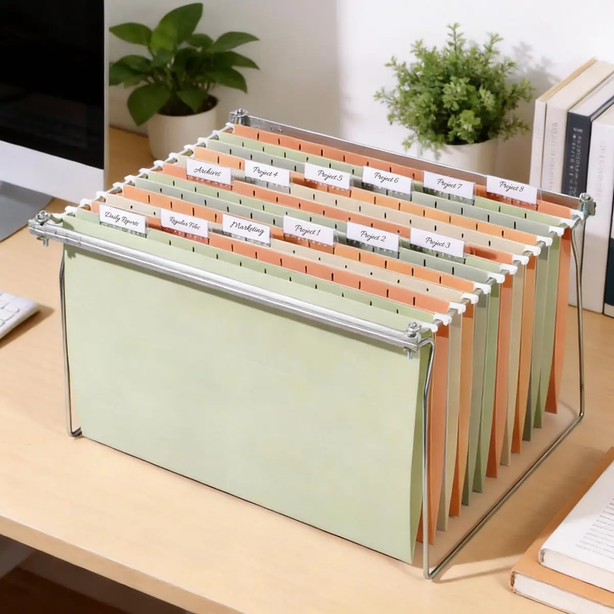 SUNEE Legal Size Hanging File Folders 9.2"x14.8" (25 Pack) | Morandi Colors, 1/5-Cut Tabs, 1" Expansion - view 7