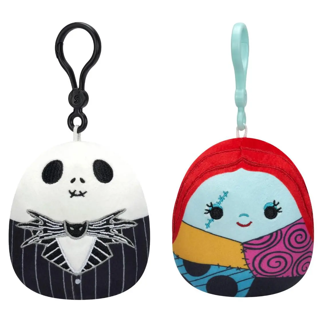 Squishmallows Original Jack Skellington & Sally Clip 2-Pack 7.1cm (3.5in) | Disney Nightmare Before Christmas Plush Toy - main product image