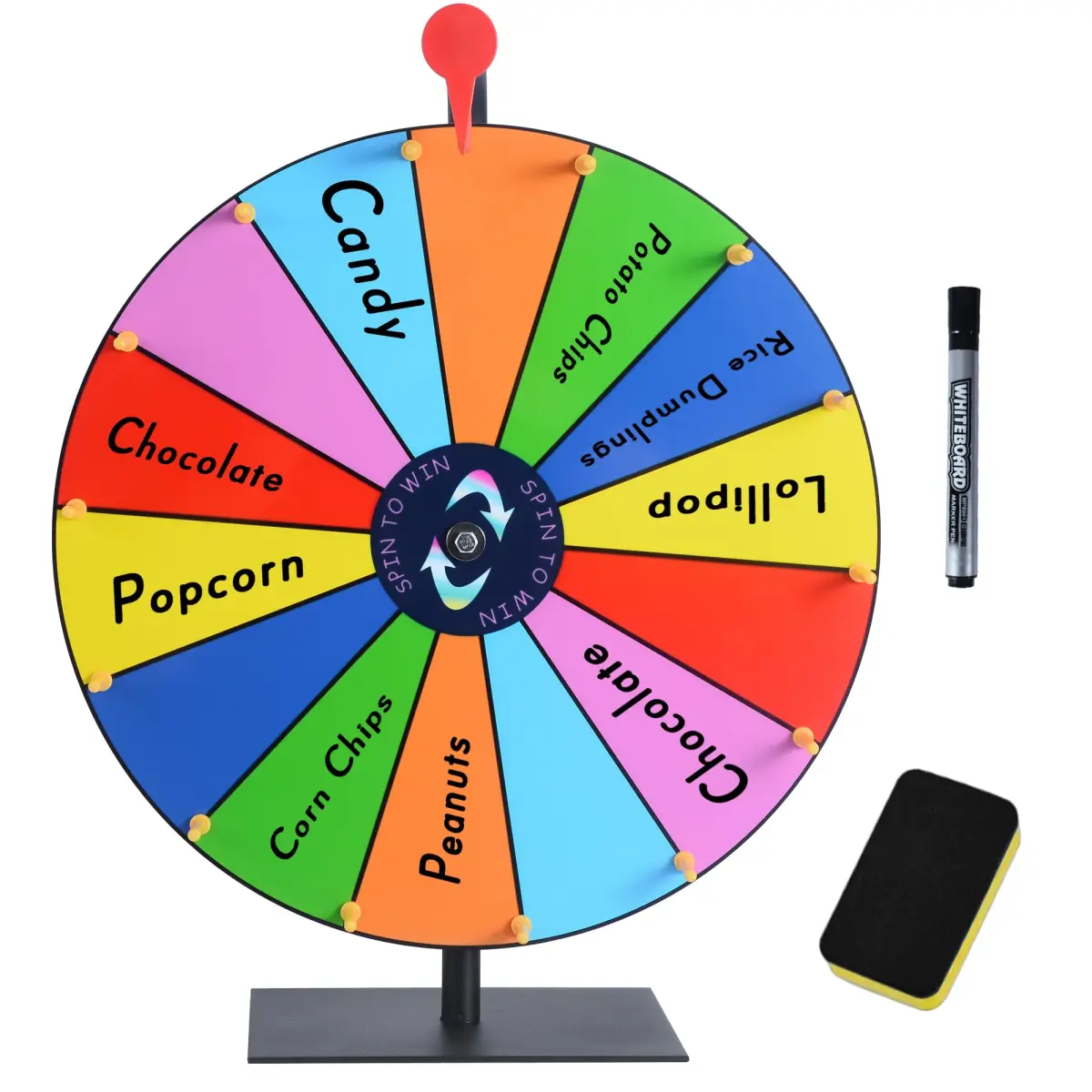 LRMBKM 16 Inch Heavy Duty Prize Wheel with 14 Slots & Dry Erase Surface | Fun for Parties & Events - main product image