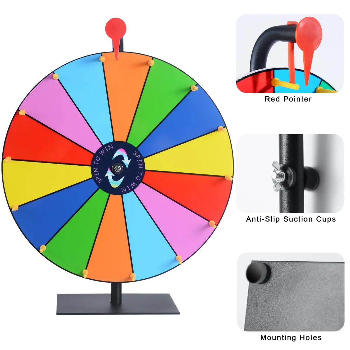 LRMBKM 16 Inch Heavy Duty Prize Wheel with 14 Slots & Dry Erase Surface | Fun for Parties & Events - view 3
