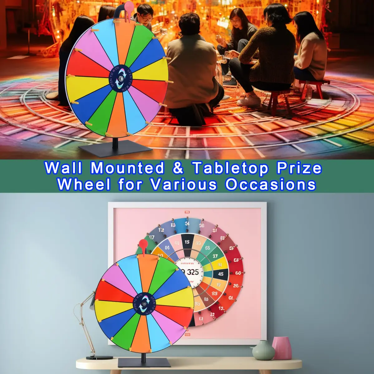 LRMBKM 16 Inch Heavy Duty Prize Wheel with 14 Slots & Dry Erase Surface | Fun for Parties & Events - view 4