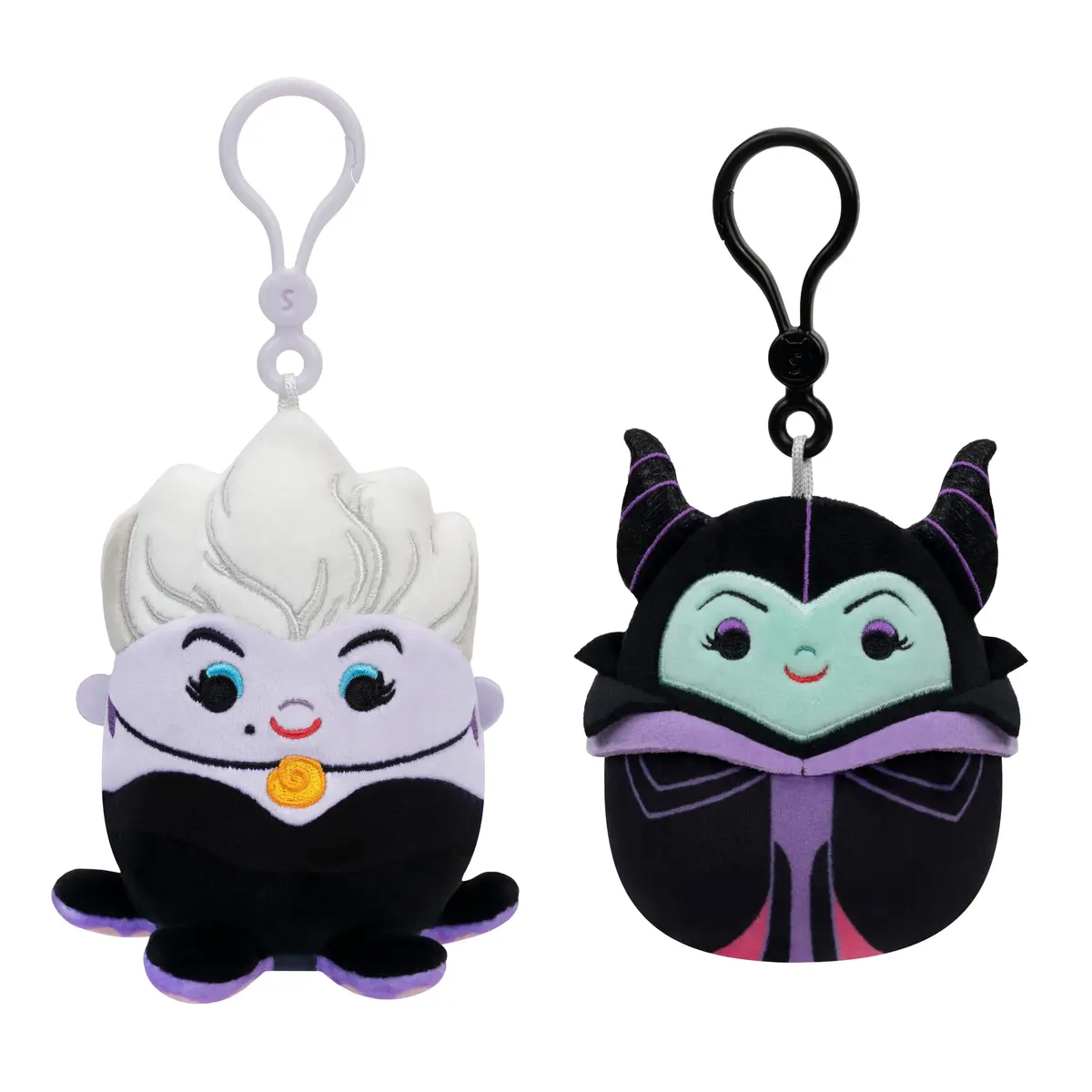 Squishmallows Original Disney Maleficent and Ursula Clip 2-Pack Plush 8.89cm (3.5in) | Official Jazwares Licensed Toy - main product image