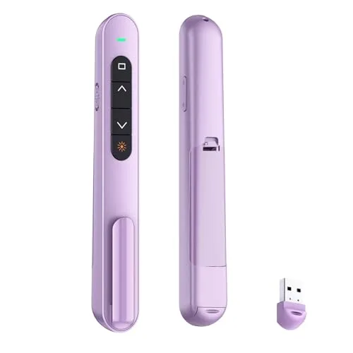 QUI Presentation Clicker with Volume Control, 2.4GHz USB Wireless Presenter Remote, Purple (BK600-purple) | Plug & Play Slide Advancer for Mac & Windows - main product image