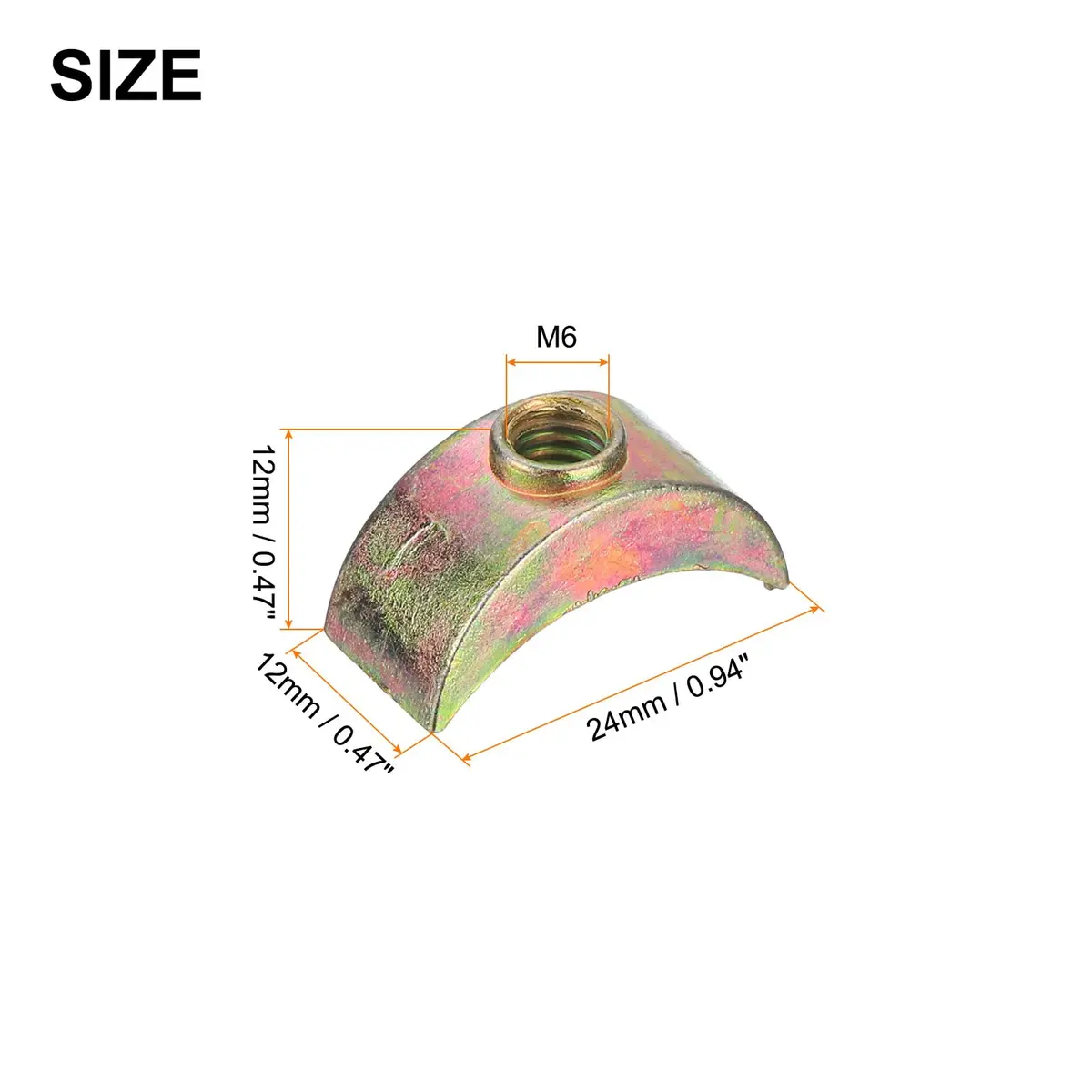 uxcell M6 x 24mm Half Moon Spacer Connectors, Zinc Alloy, Bronze (12-Pack) - view 2