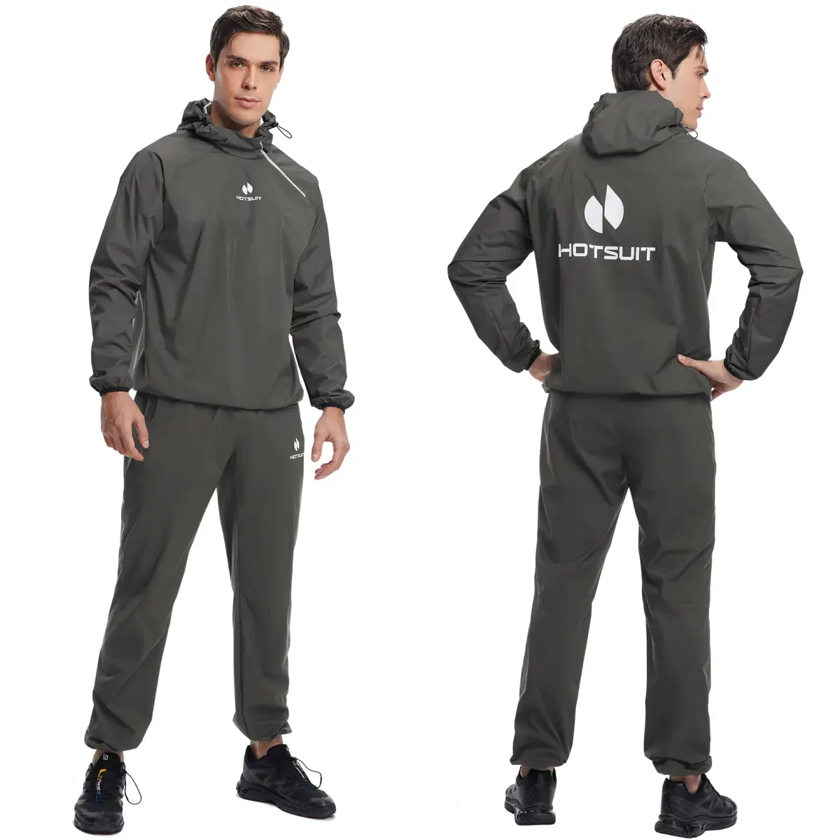 HOTSUIT Sauna Suit for Men Jacket & Pant Set XXL Dark Gray | Sweat-Inducing Workout Gear - view 5
