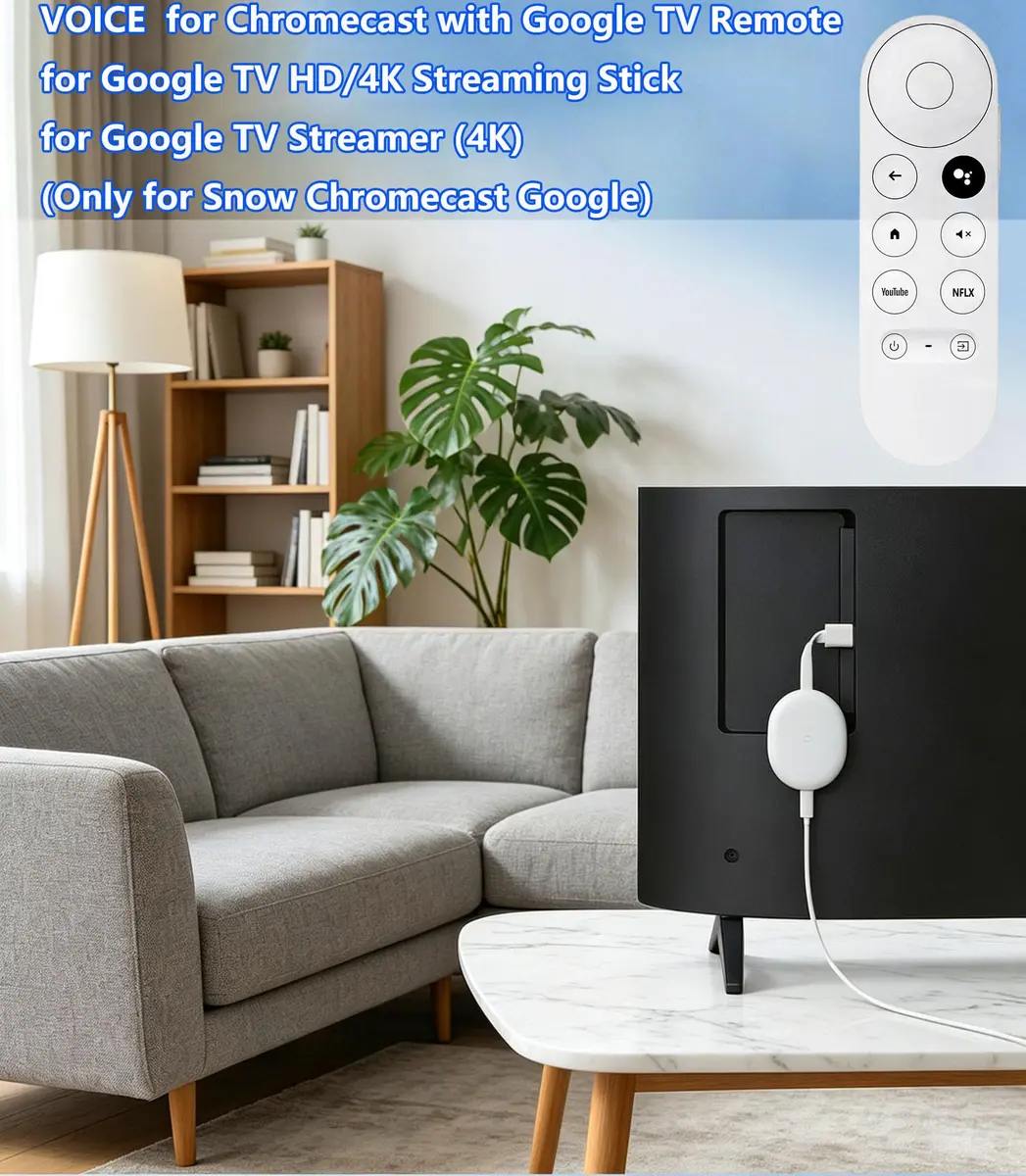 Dayume Voice Remote Control for Google Chromecast 4K TV | Compatible with G9N9N & GA01920-US (Snow) (70-120c) - view 6