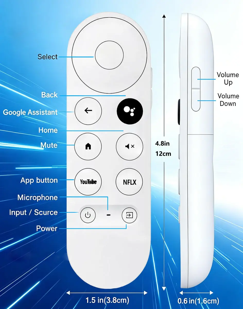 Dayume Voice Remote Control for Google Chromecast 4K TV | Compatible with G9N9N & GA01920-US (Snow) (70-120c) - view 8