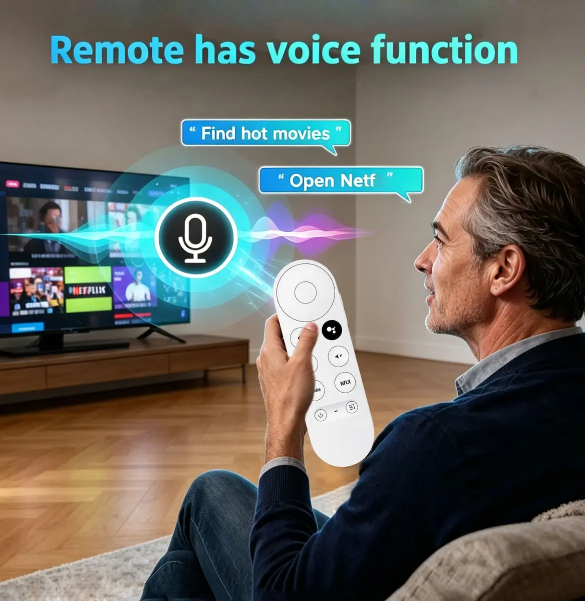 Dayume Voice Remote Control for Google Chromecast 4K TV | Compatible with G9N9N & GA01920-US (Snow) (70-120c) - view 2