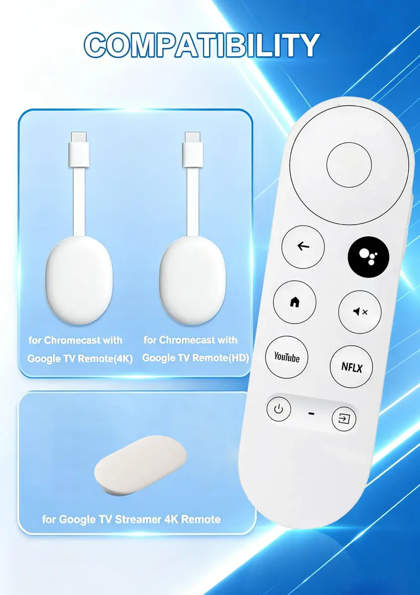 Dayume Voice Remote Control for Google Chromecast 4K TV | Compatible with G9N9N & GA01920-US (Snow) (70-120c) - view 3