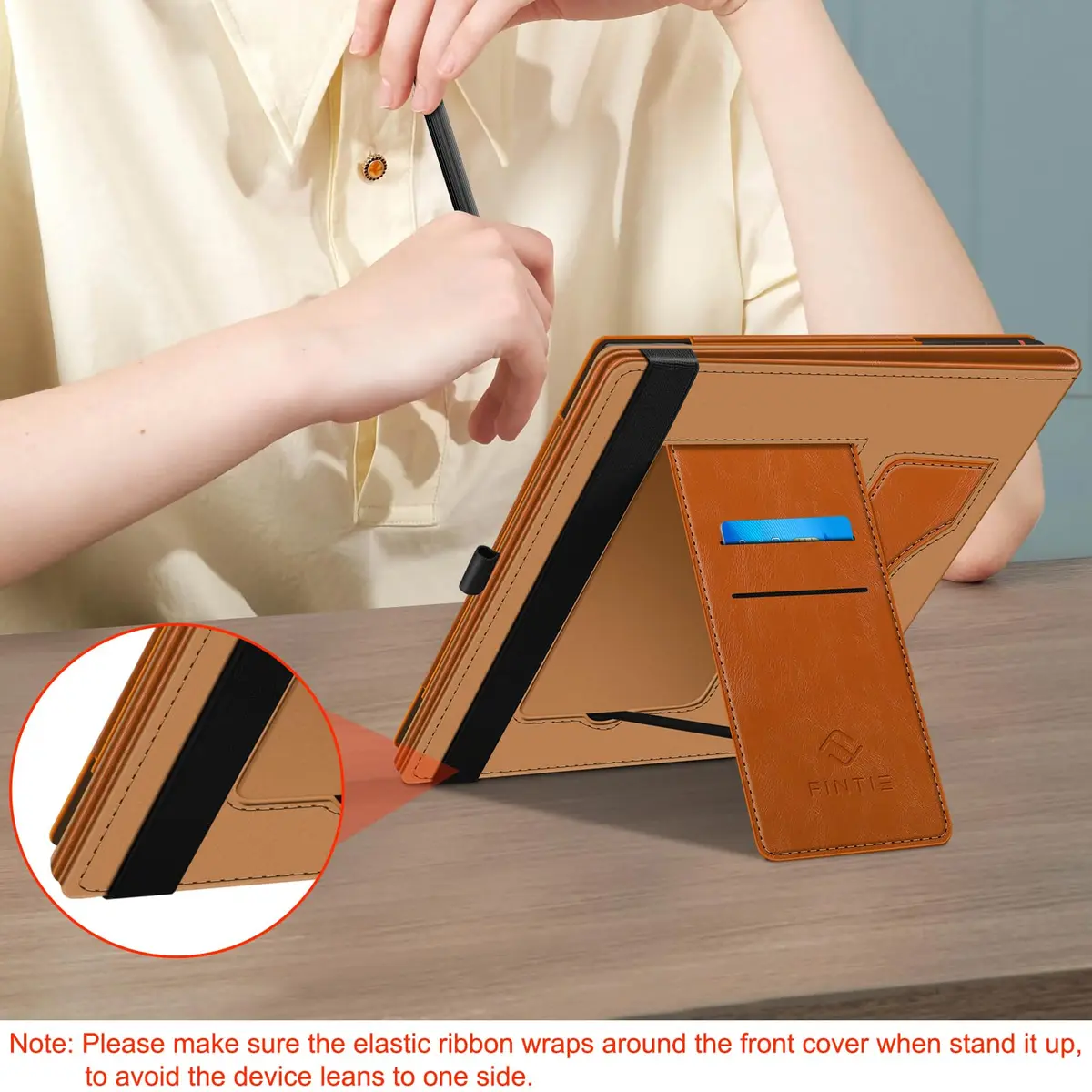 Fintie Stand Case for 10.3" Boox Note Air6 C/Air5 C/Air4 C/Air3 C/Air3 B/W Tablet ePaper | Brown PU Leather Folio with Card Slot & Pen Holder - view 6