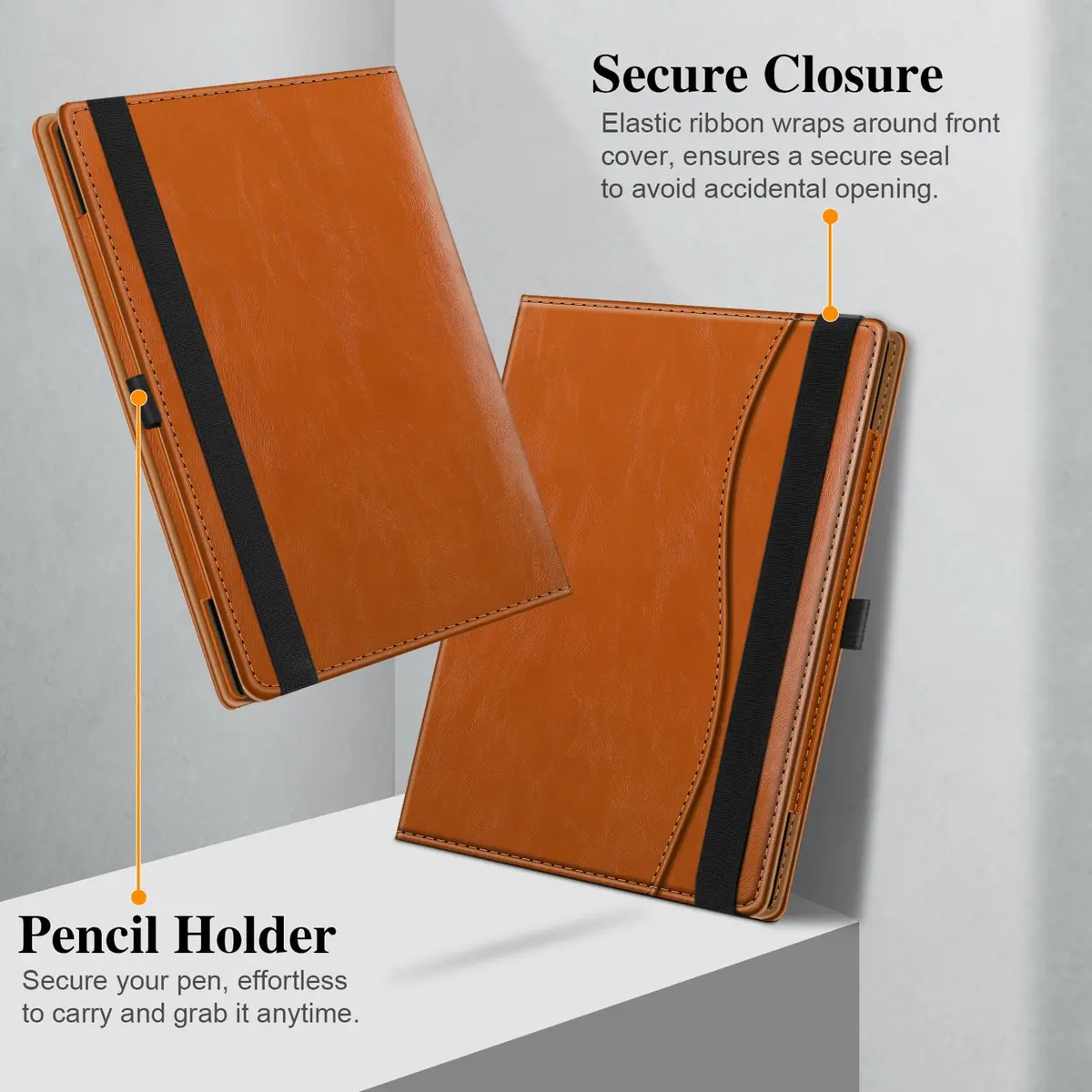 Fintie Stand Case for 10.3" Boox Note Air6 C/Air5 C/Air4 C/Air3 C/Air3 B/W Tablet ePaper | Brown PU Leather Folio with Card Slot & Pen Holder - view 8