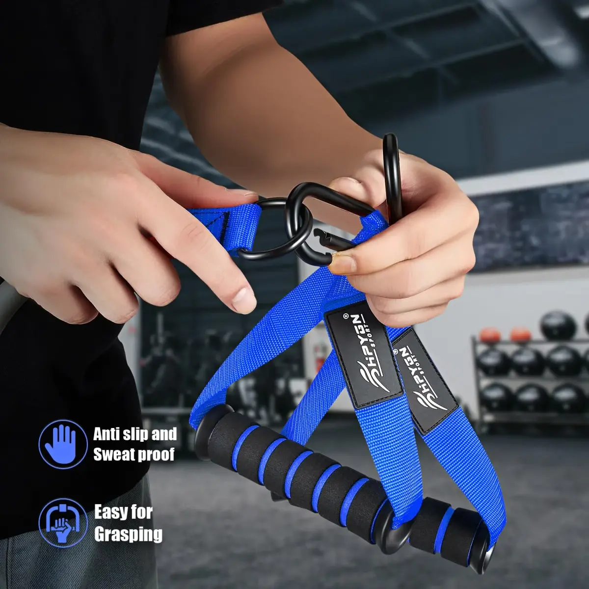 HPYGN Heavy Resistance Bands Set with Handles & Accessories - 420 lbs Max Resistance | 6 Bands, 2 Handles, Door Anchor, Ankle Straps, Carry Bag - view 5
