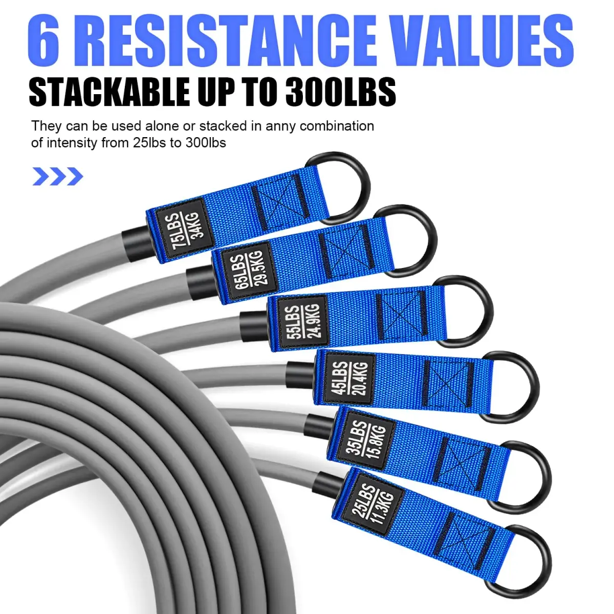 HPYGN Heavy Resistance Bands Set with Handles & Accessories - 420 lbs Max Resistance | 6 Bands, 2 Handles, Door Anchor, Ankle Straps, Carry Bag - view 2