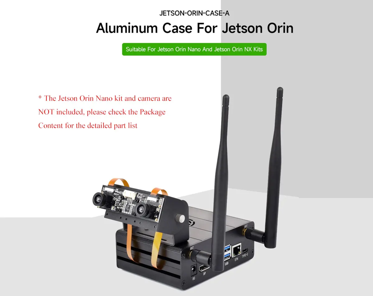 UeeKKoo Jetson Orin Aluminum Alloy Case with Camera Holder, Silver | Active + Passive Cooling - view 3