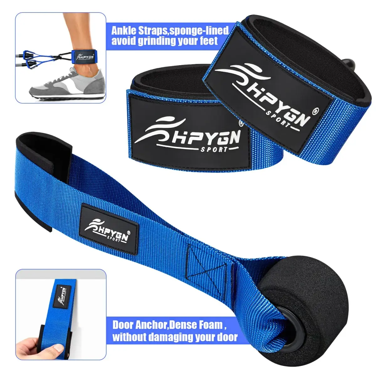 HPYGN 300lbs Heavy Resistance Bands Set with Handles, Door Anchor & Ankle Straps | 6 Levels for Muscle Training - view 4