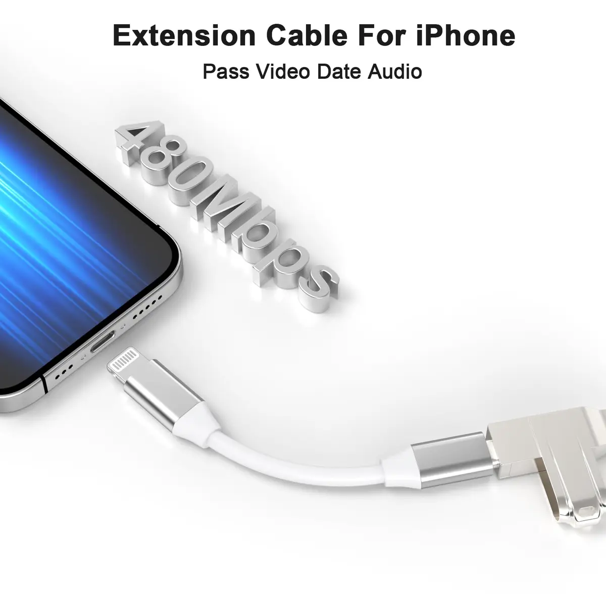 DESOFICON Lightning Male to Female Adapter 9cm (3.5 inch) | Extends iPhone Charging, Audio, Data - view 5