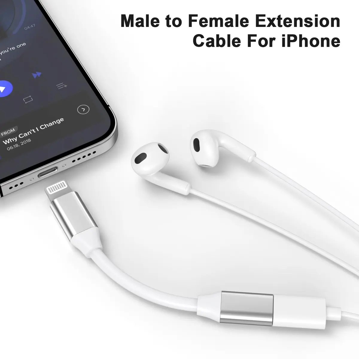 DESOFICON Lightning Male to Female Adapter 9cm (3.5 inch) | Extends iPhone Charging, Audio, Data - view 6
