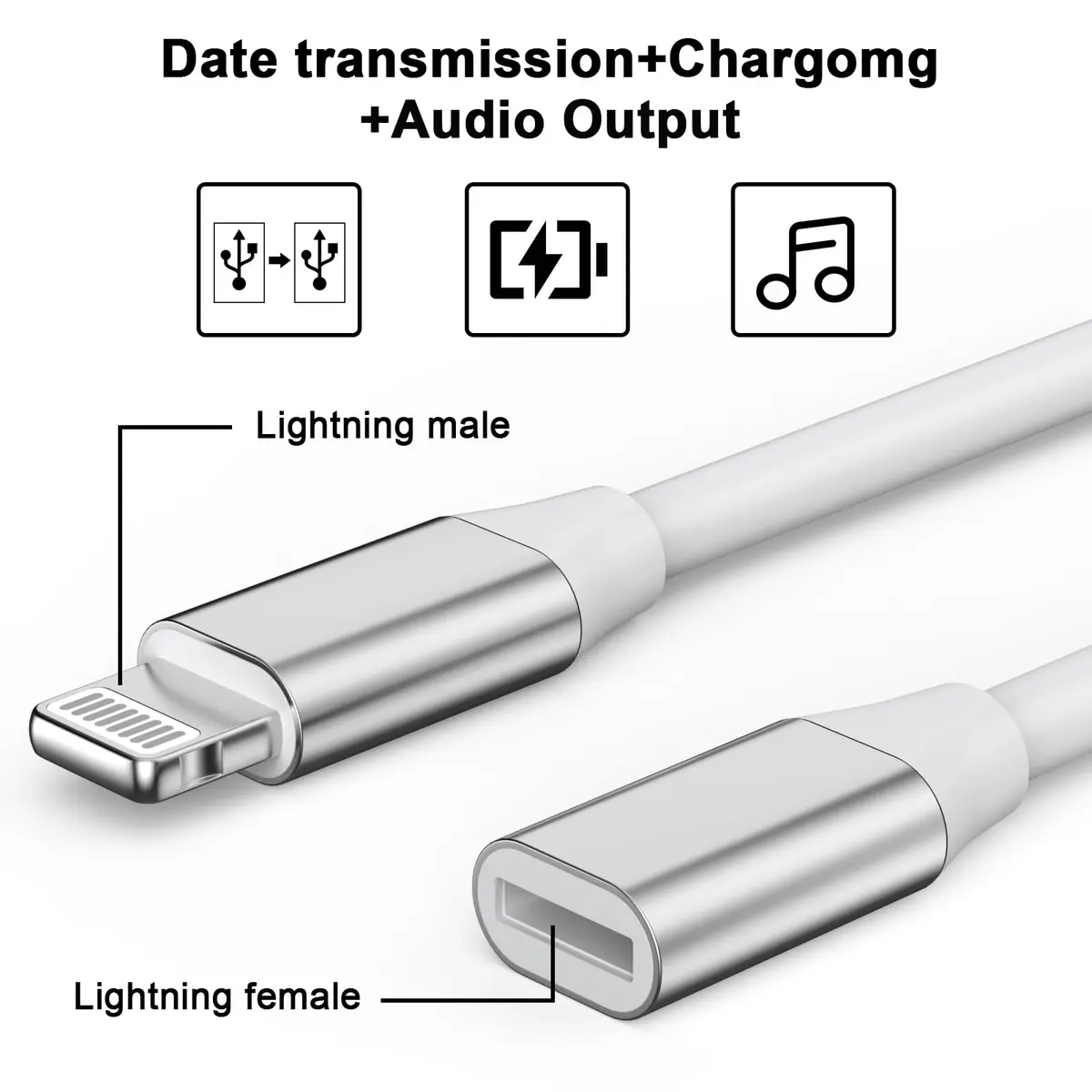 DESOFICON Lightning Male to Female Adapter 9cm (3.5 inch) | Extends iPhone Charging, Audio, Data - view 2