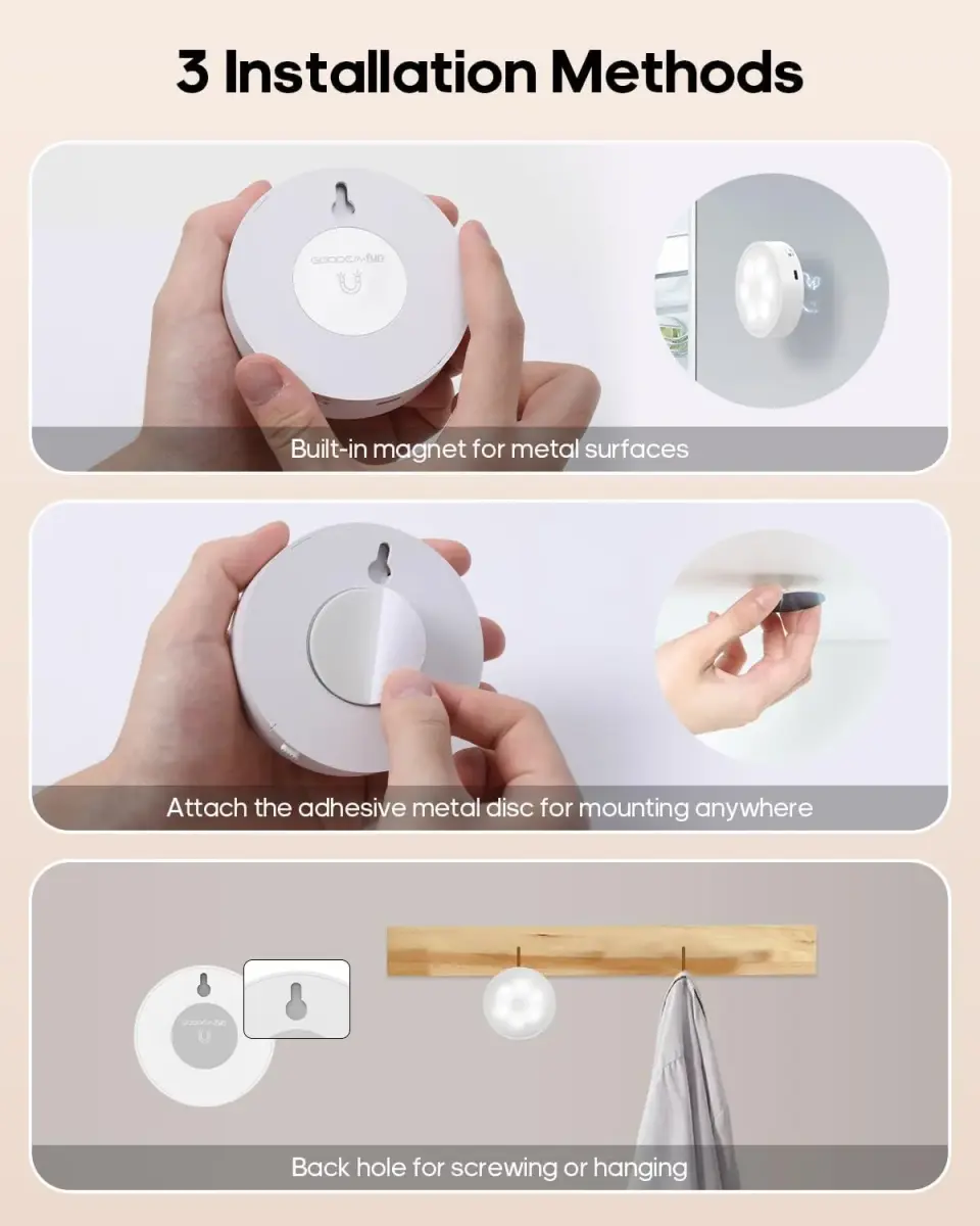GOODEA.fun Rechargeable Puck Lights with Remote, 6 Pack White & 13 RGB Colors, 8.5cm (3.3in) Diameter - view 6