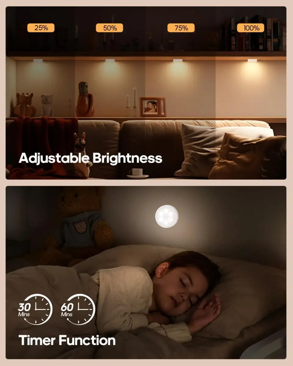 GOODEA.fun Rechargeable Puck Lights with Remote, 6 Pack White & 13 RGB Colors, 8.5cm (3.3in) Diameter - view 4